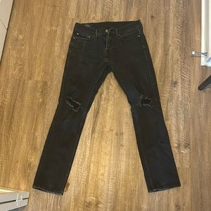 Abercrombie Langdon Skinny stretchy black skinny distressed jeans size 28 w 30 l
